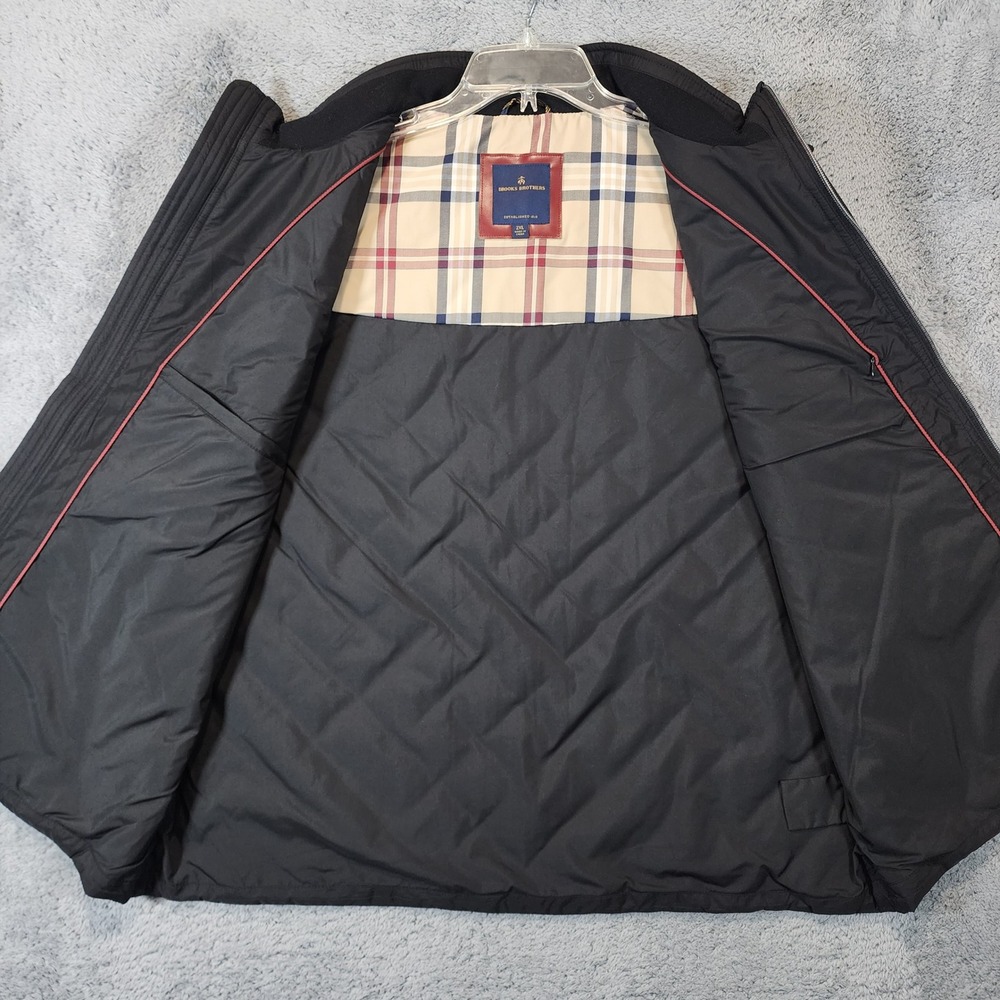 Brooks Brothers Puffer Quilted Vest Men's 2XL Black Key Food Logo Full Zip EUC - Picture 4 of 11